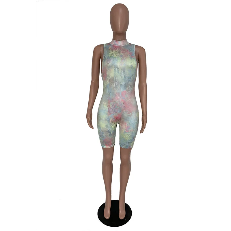 Комбинезон женский цветной с круглым вырезом пикантный слитный Ромпер без