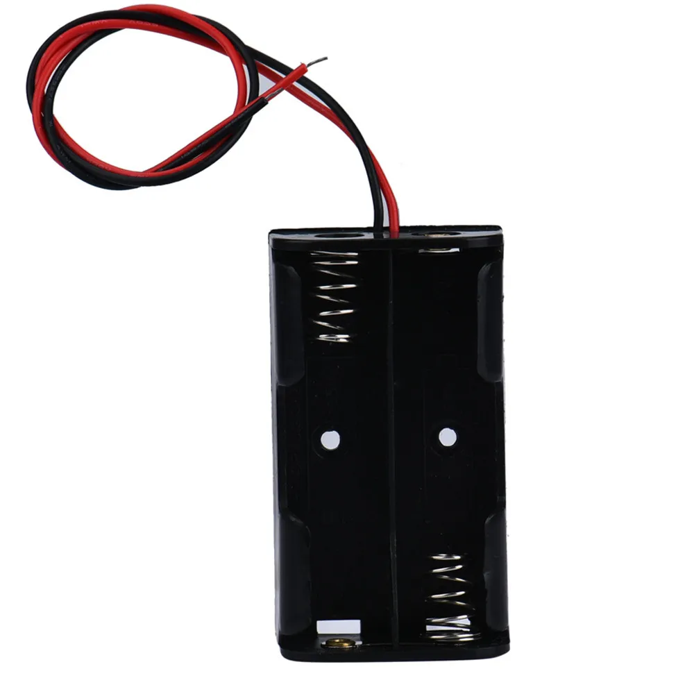 

2x 3V AA Plastic Black Spring Battery Storage Case Box Battery Holder Plastic Container With Black&Red Wire Leads