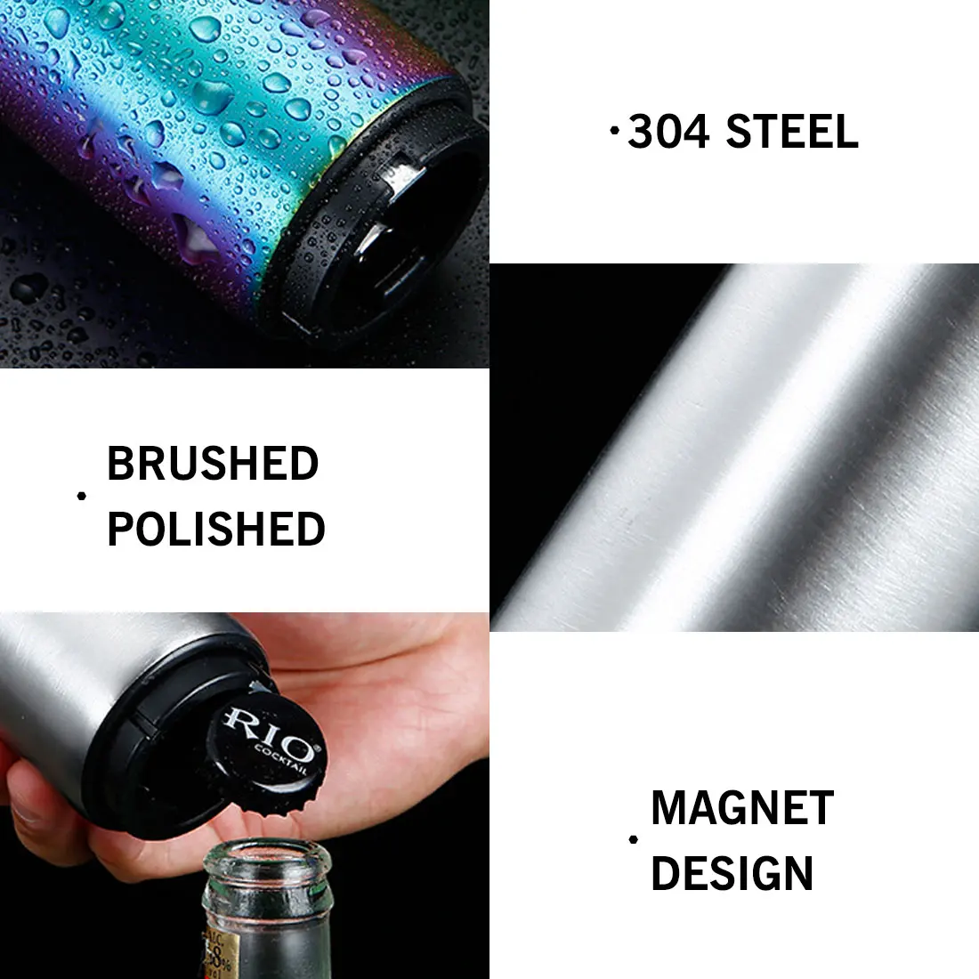 

Kitchen Accessories Automatic Beer Bottle Opener Magnet Beer Opener Stainless Steel Push Down Opener Wine Beer Soda Cap Opener