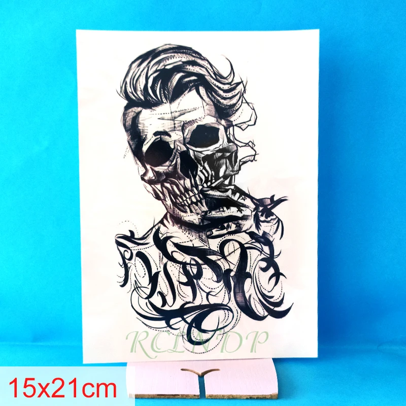 Водостойкая временная татуировка-наклейка Джокер Череп Дымчатая буква большой