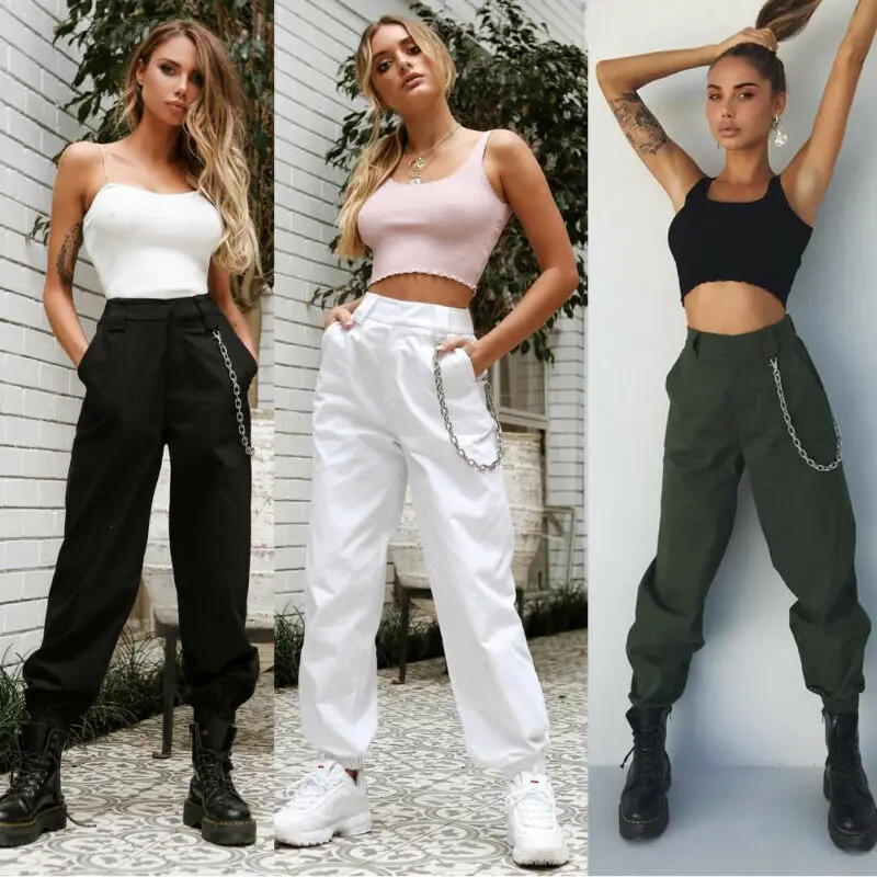 

Pantalones Cargo Con Bolsillos Y Cintura Alta Para Pantaln Informal De Combate Militar