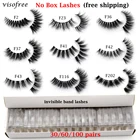 Ресницы из норки Visofree 3D оптом 3060100 шт., невидимые накладные ресницы, натуральная длинная прозрачная лента, 3D норковые ресницы