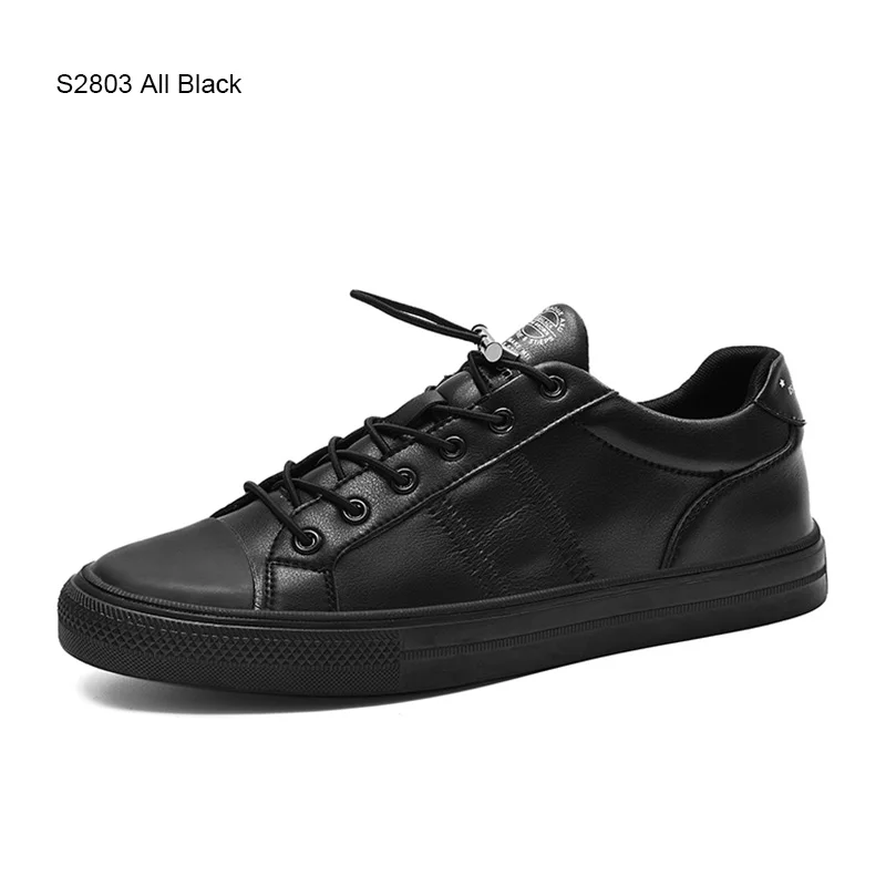 S2803 All Black Мужские дышащие кроссовки SUROM, летне-весенние повседневные износостойкие туфли с круглым носком, удобные белые туфли на плоской подошве - Цвет: S2803 All Black