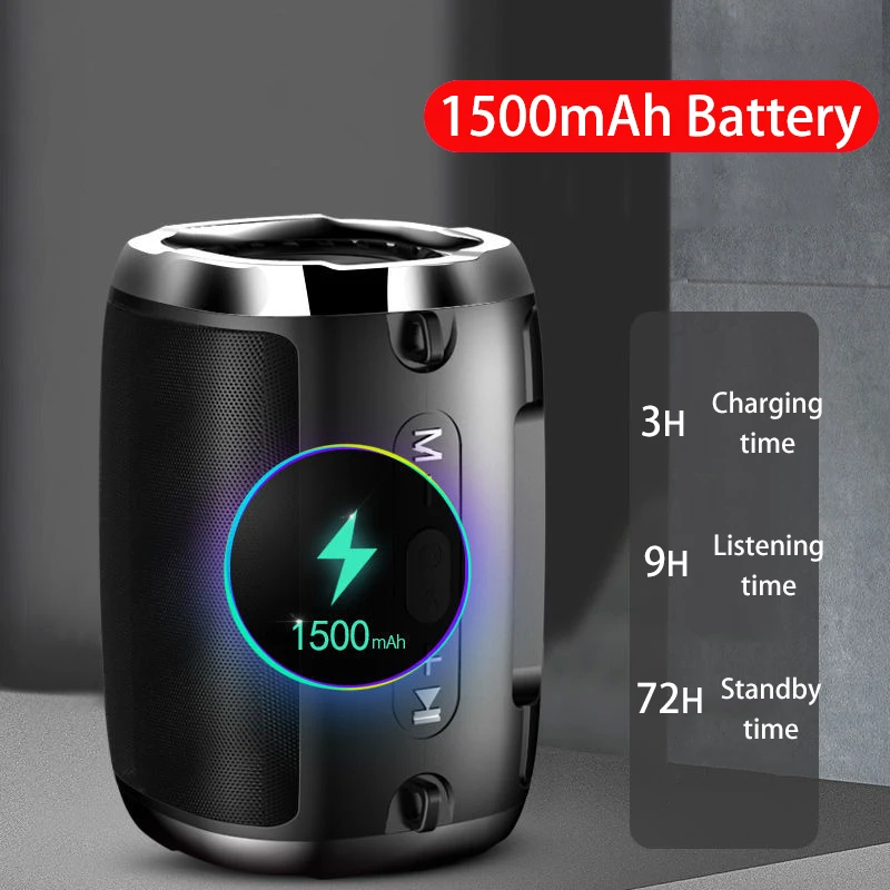 

Portable Bluetooth Speaker With Strap Speaker Wireless Bass Column Outdoor Subwoofer Hi-Fi Stereo TWS Loudspeaker AUX TF USB
