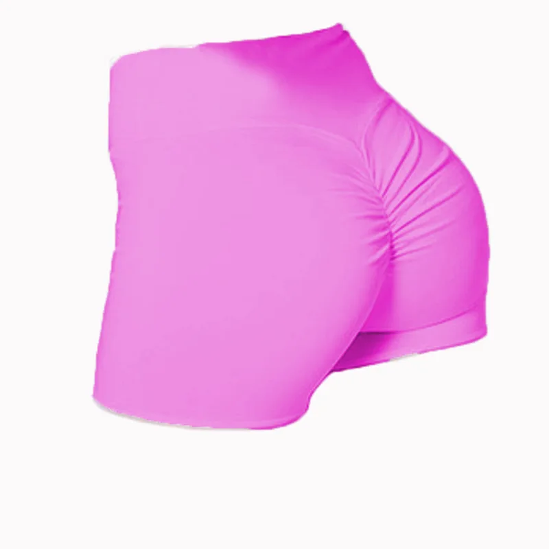 

Pink High Elastic Butt Fold Elastic Three-point Pants Tight-fitting Hip Yoga Ladies High Waist Summer Fitness Sports Shorts