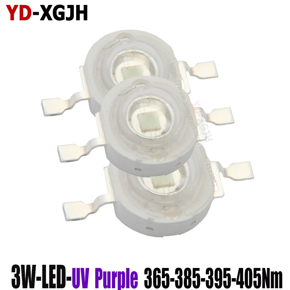 High Power UV Purple LED Chips365/385/395/405nm COB for Ultraviolet Lights 3W Ultraviolet Cure Metal  Light Germicidal Disinfect