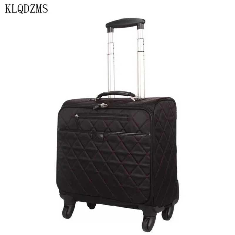 KLQDZMS 17inch New Nylon Rolling Luggage Bag carry on  Trolley Suitcase Women Men Travel Bags Suitcase With Wheels