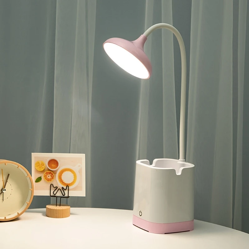 

Three-speed color temperature LED bedroom desk lamp charging reading night light