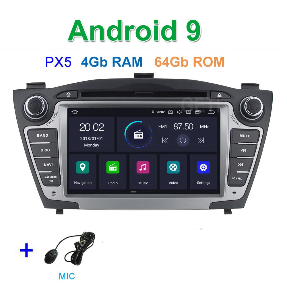 PX5 4G-RAM 64G-ROM DSP 64G PX6 Android 9 Автомобильный DVD стерео плеер радио gps для hyundai IX35 Tucson 2010-2013 с WiFi BT - Цвет: PX5 4G-RAM 64G-ROM