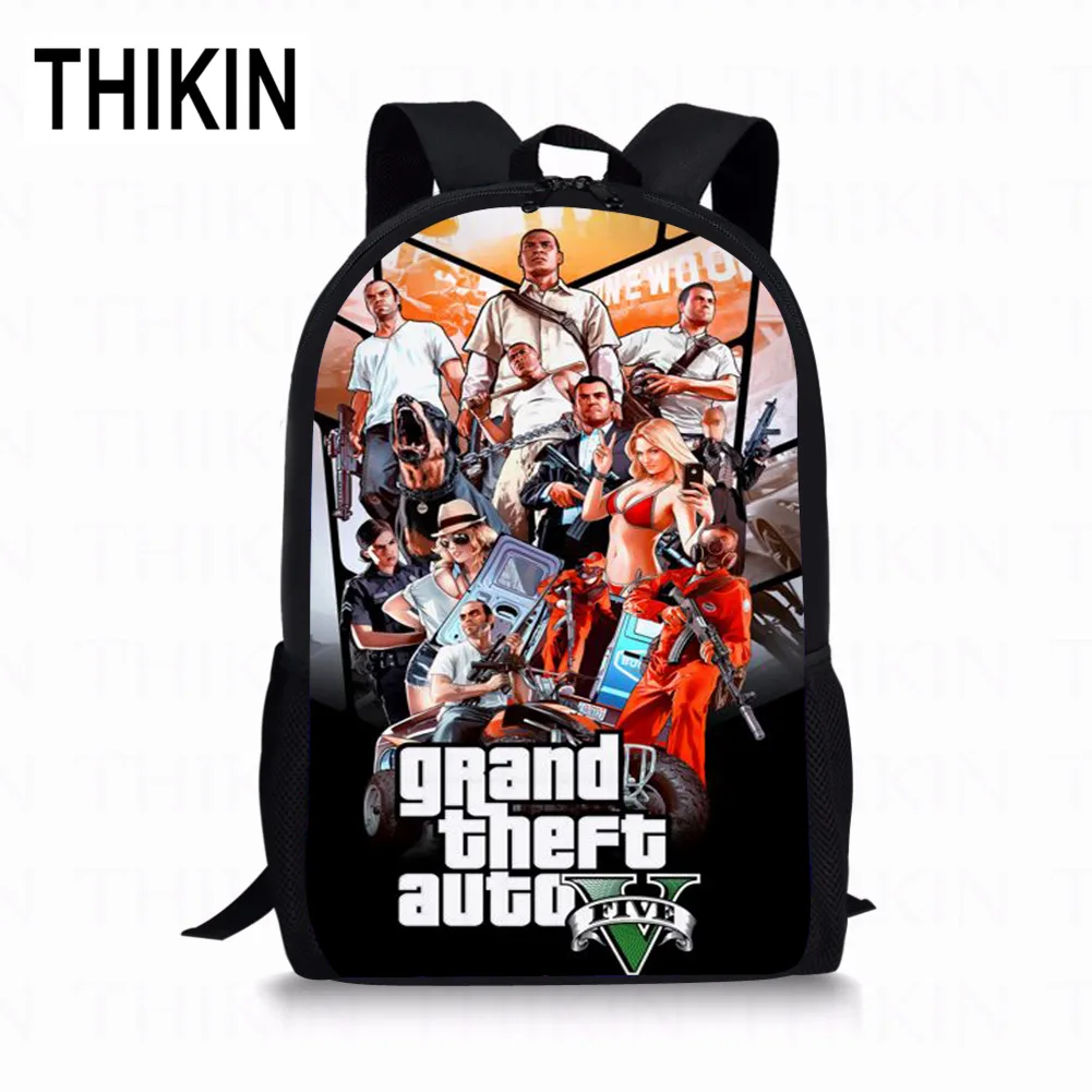 as picture THIKIN Grand Theft Auto школьные сумки для подростков мальчиков 3 шт./компл. сумки на плечо крутая игра GTA рюкзак комплект для детей; обувь для девочек; обувь для студентов; Mochila - Цвет: as picture