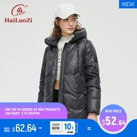hailuozi fashion casual womens winter jacket high quality waterproof fabric short oversize thick women coat hooded parka 878