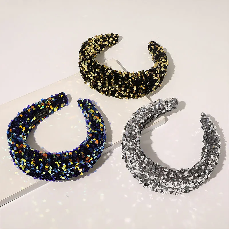 

Sponge Hair Hoop Glitter Head Hoop Hair Accessories Shiny Colorful Padded Headband Wide Brimmed Shining Sequins Headband