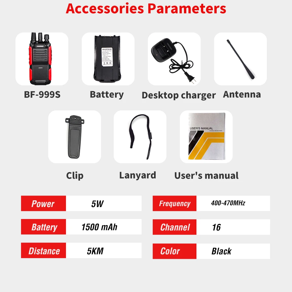 Baofeng 5 Вт двухстороннее радио BF-999S плюс дальность 10 км Walkie Talkie BF-999S(2) Обновление BF-888S беспроводной домофон