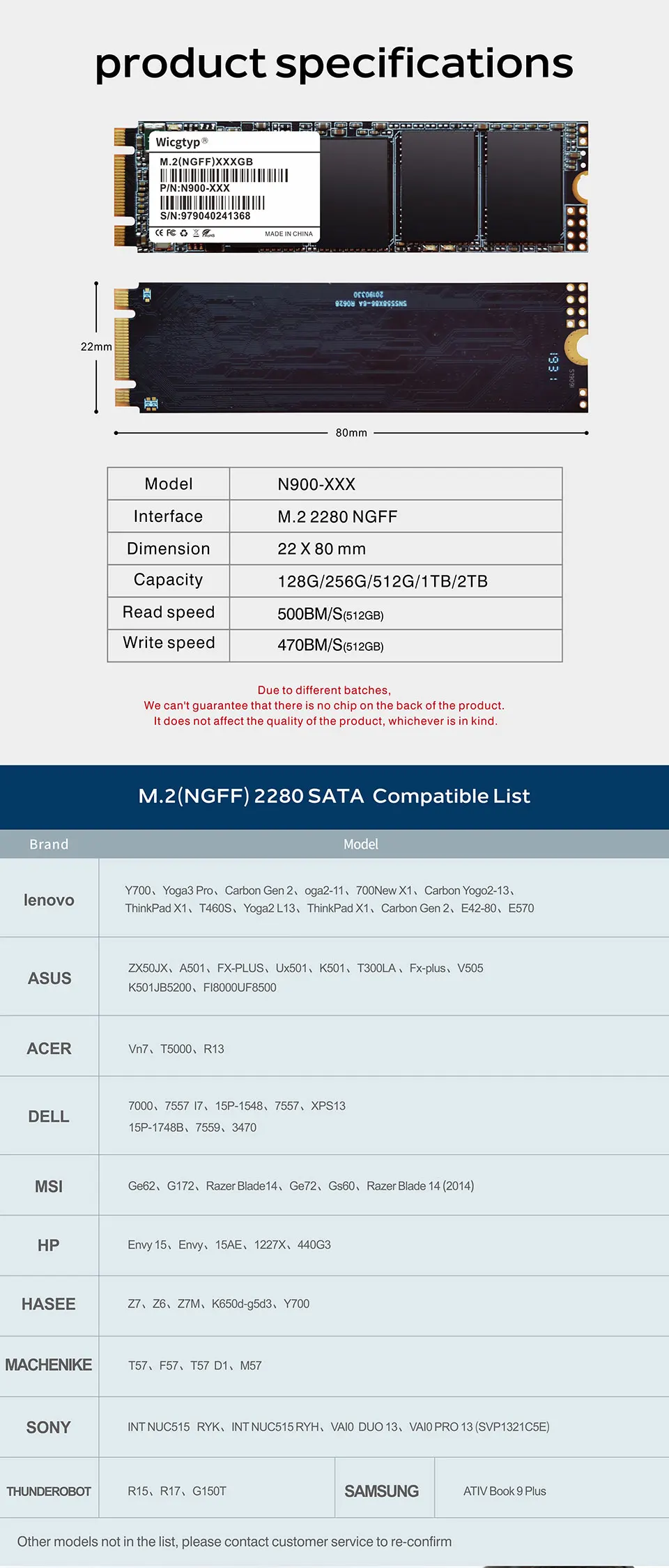 Wicgtyp M.2 жестких дисков SATA SSD 64 ГБ 128 ГБ 256 512 1 ТБ HDD M2 NGFF SSD M.2 2280 мм 2 ТБ HDD жесткий диск для ноутбук Xiaomi