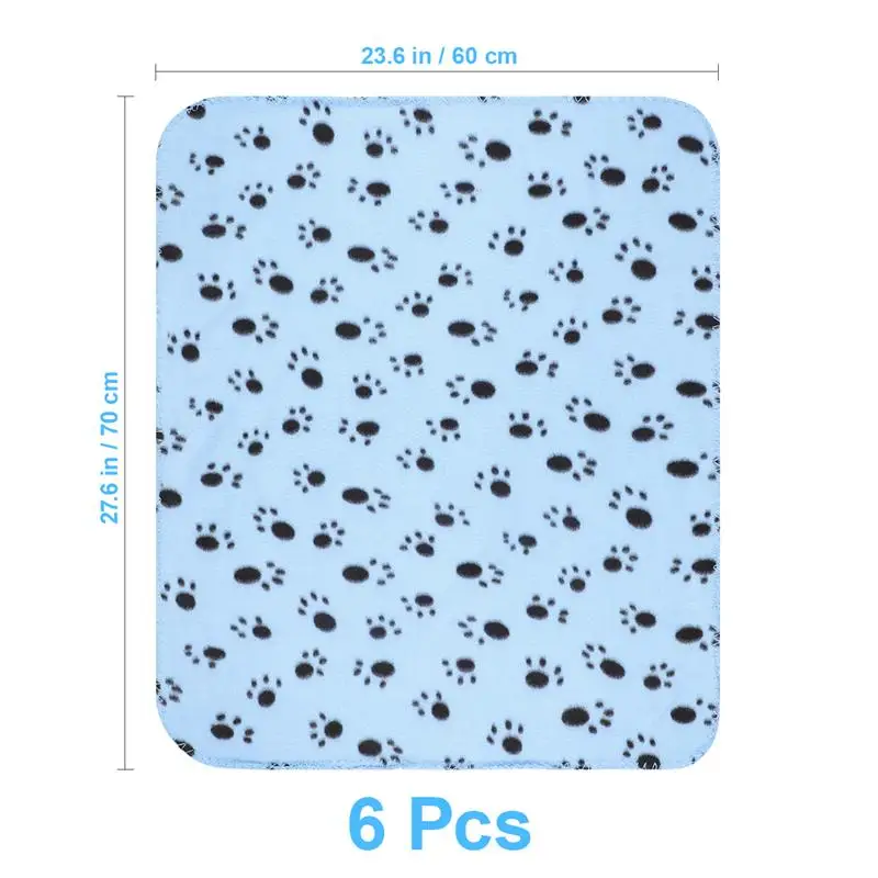 

UEETEK 6Pcs Pet Blanket for Dog Cat Animal Paw Double Sided Plush Blankets Puppy Kitten Bed Sleep Mat 60x70cm