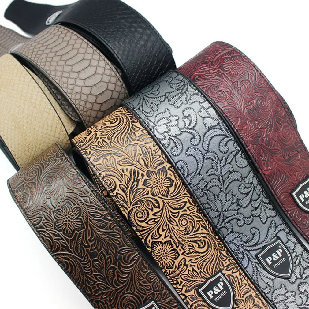 

2021 NEW P&P Leather Genuine Guitar Strap 2.5 Inch Adjustable Soft Belt For Classical Bass Music Hobby Guitar Accessories