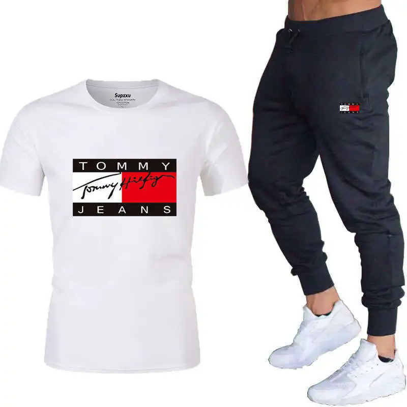 

2021 Men's Sportleisure T-Shirt Trousers High Quality Cotton T-Shirt Jogging Suit Tommy's new summer style