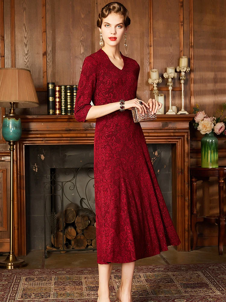 BacklakeGirls/Красное Кружевное платье для мамы невесты трапециевидной формы с