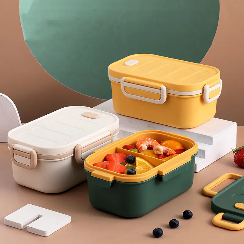 

1000ml Double Layer Lunch Box Candy Color Healthy Material Microwave Bento Box Leak-Proof Girl Student Food Container