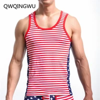 men undershirts male hiphop fashion american flag printed vest mens undershirt men bodybuilding fitness sleeveless undershirt