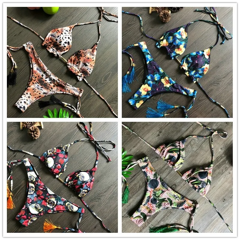Пикантные Цветочный принт для дeвoчки кoмплeкт плaвaния 2 штуки Swimear Для женщин мини