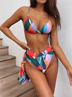 women swimsuit bikinis printed high waist swimwear three piece triangle sexy bathing suits summer beach wear ladies fashion s l