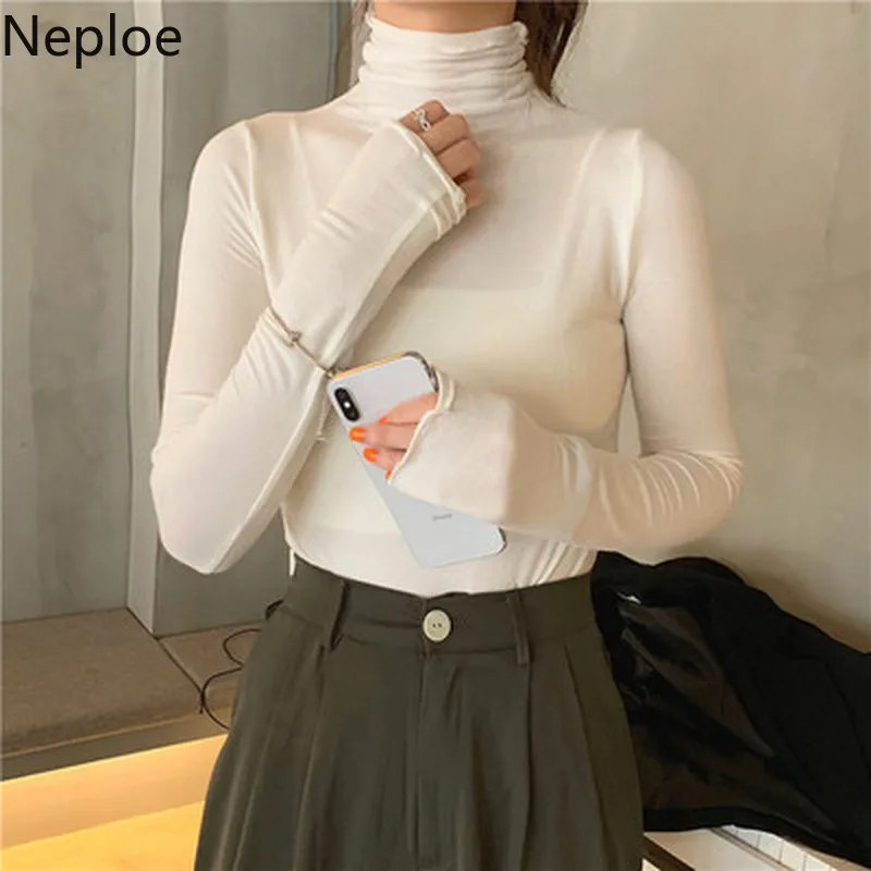 Neploe Turtleneck Candy Colors Bottom Knit Sweater Women Autumn Winter Slim Long Sleeve Wooden Ear Pull Femme Basic Jersey 47930 |