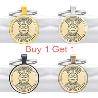 buy 1 get 1 gold 50 years super perpetual calendar design glass dome pendant key chain unique men women key rings jewelry gifts