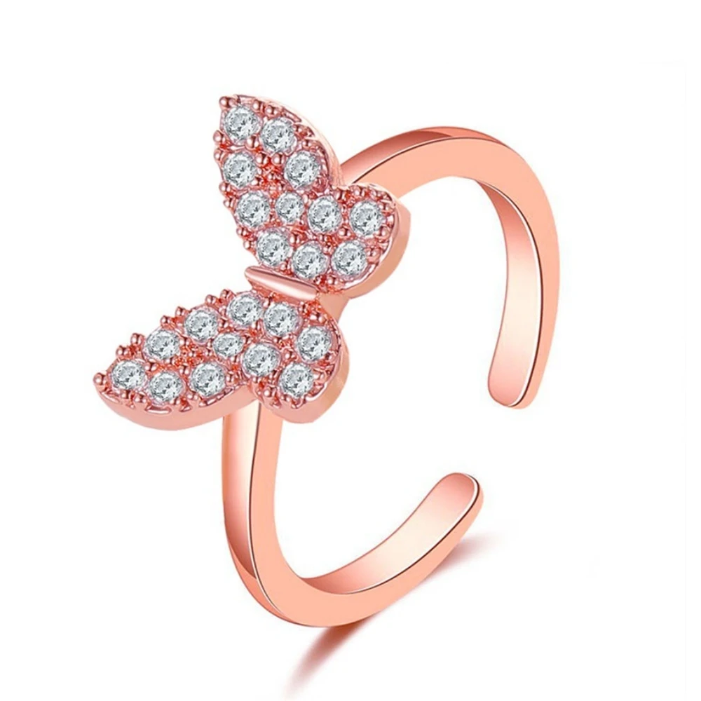 

Butterfly Rhinestone Ring Exquisite Trend Fashion Opening Adjustable Index Finger Joint Rings for Women Party Jewelry Gift