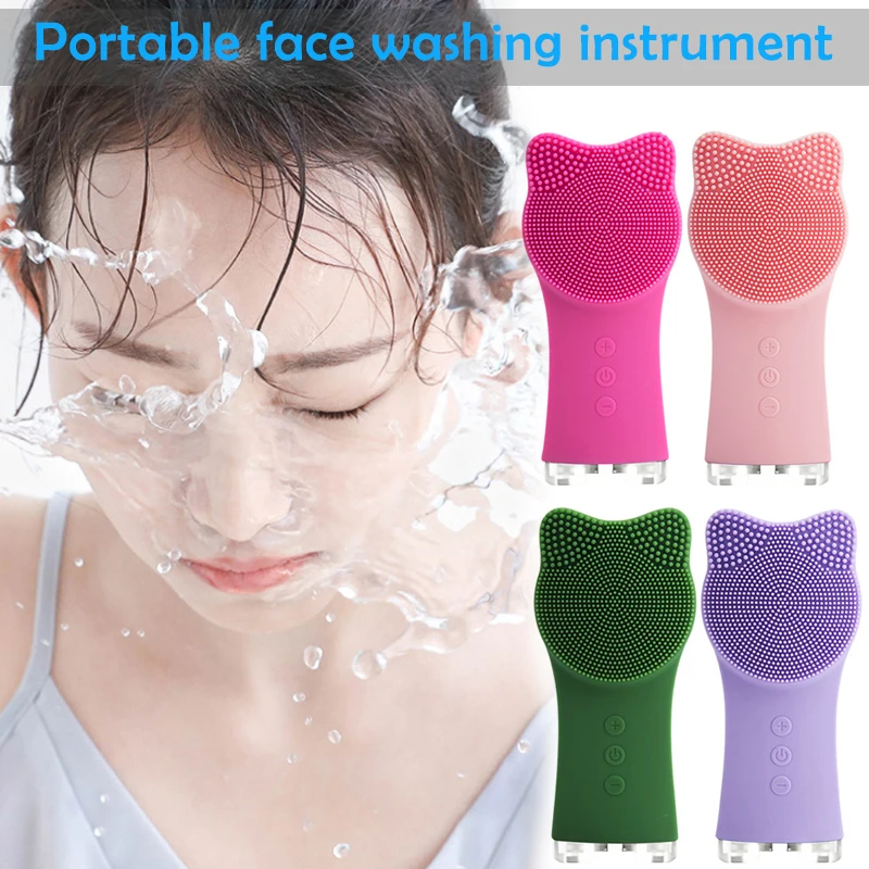 

Высокое качество силикона инструмент для чистки лица Электрический очищающее средство для очистки пор чистка лица Водонепроницаемый ульт...