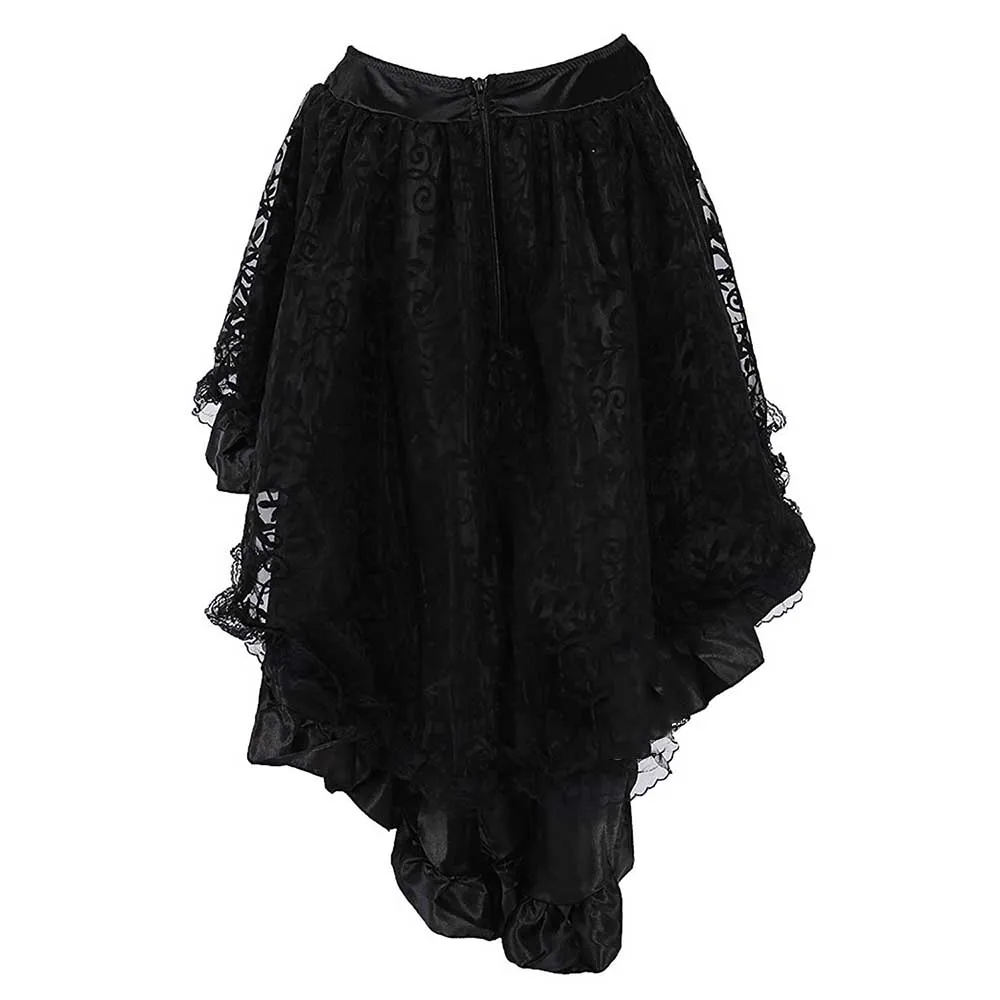 

Gothic Medieval Skirt Women Party Plus Size 6XL Black Fashion Casual Asymmetrical Lace Skirts Retro Vintage Streetwear