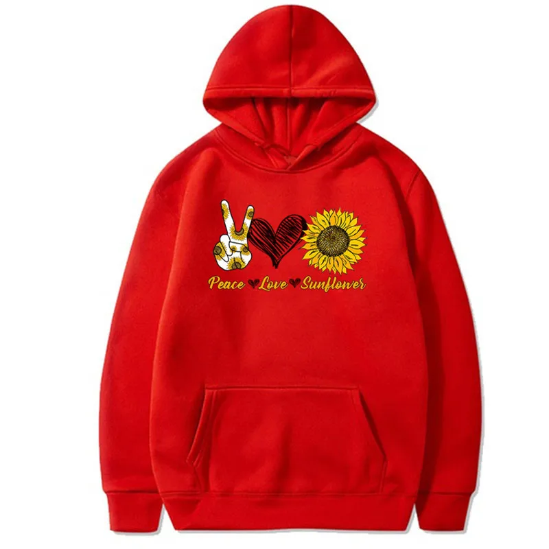 

Peace Love Sunflowes Lovely Sunflower Printed Long-Sleeved Hooded Fleece Hoodies Sweatshirt Women Fall 2020 Women Graphic Hoodie