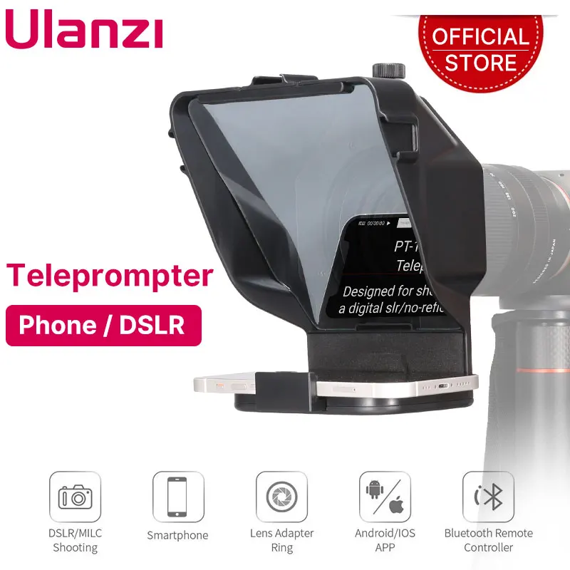 

Ulanzi Portable Teleprompter Prompter for Smartphone/Tablet/DSLR Camera Video Recording Live Streaming Interview with Remote