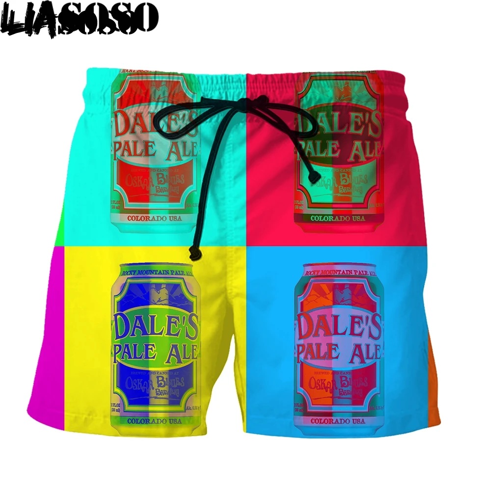 

LIASOSO Beer Can 3D Printing Men Women New Pants Beach Sweatpants Shorts Fashion Casual Drink Oversized Comfortable Casual Sport