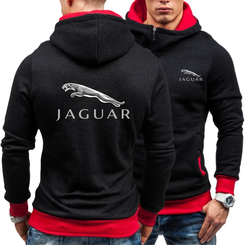 

Новинка весна-осень 2021 Мужская спортивная одежда с логотипом Jaguar индивидуальная печать толстовка с капюшоном с Диагональной молнией одежд...
