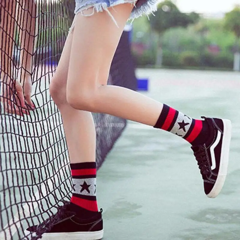 Корейский стиль женские носки Харадзюку в полоску с рисунком медведя из мультика