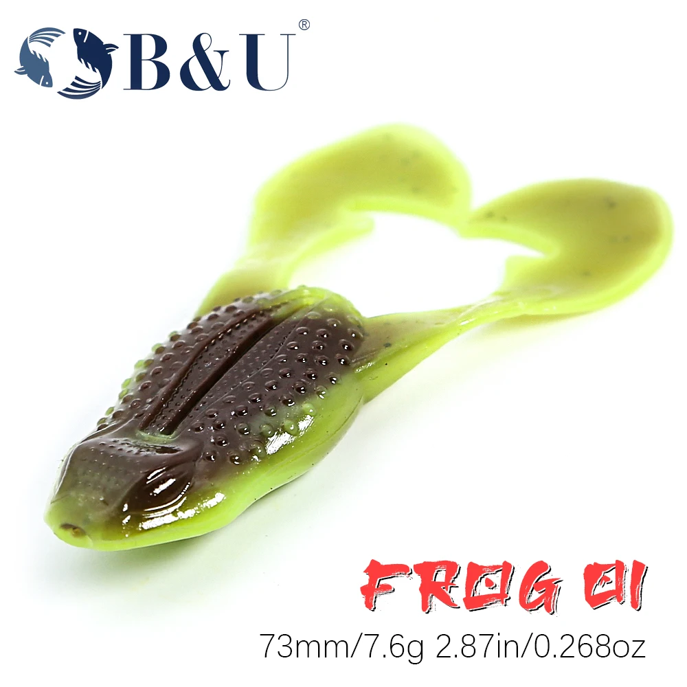 

B&U 73mm Soft Fishing Lure Frog Baits Trout Bass Lure Silicone Swimbait Jigging Wobblers For Pike Artifical Rubber Bait