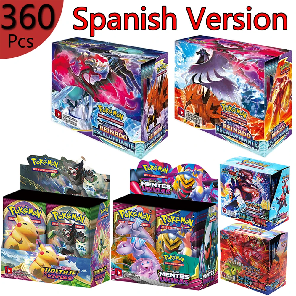 Покемон карточные игрушки испанская торговая карточка игра боевой щит