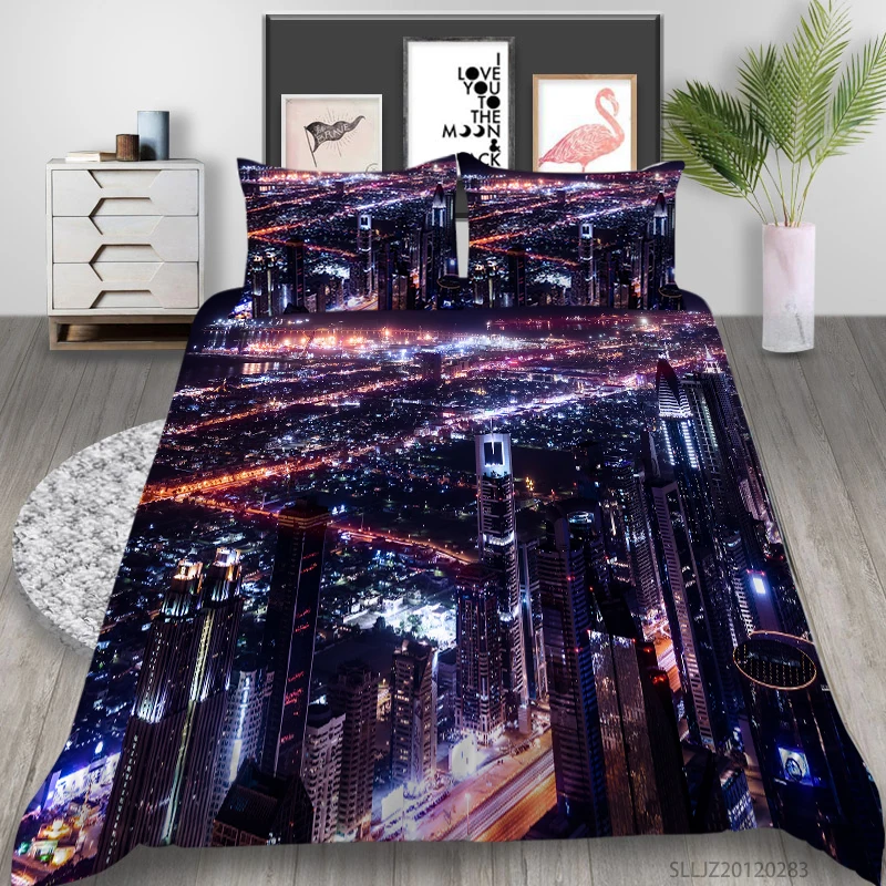 

Famous Architecture Bedding Set Queen Size Duvet Cover Set Polyester Bedclothes 2/3 Pcs Modern Home Bed Set Dropship