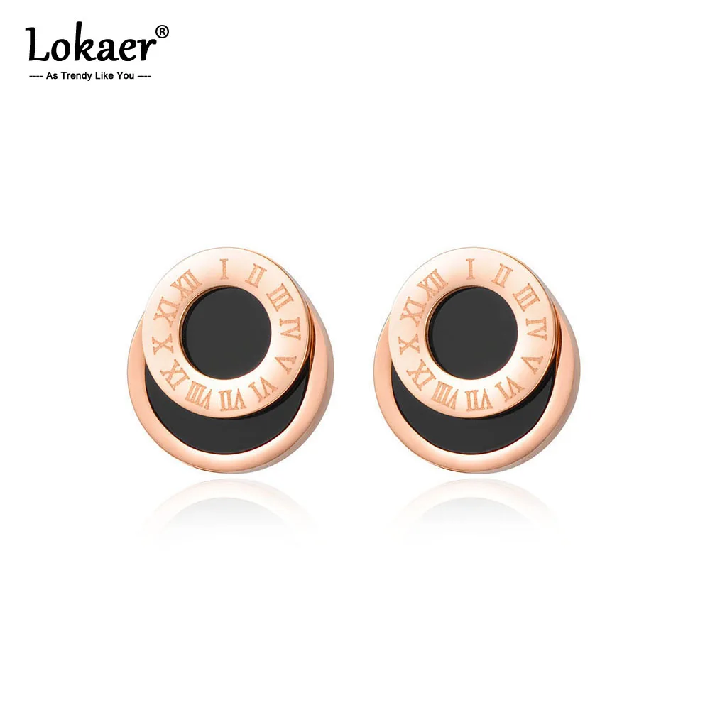 Женские серьги гвоздики из титановой стали с римскими цифрами|earrings for women titanium|stud