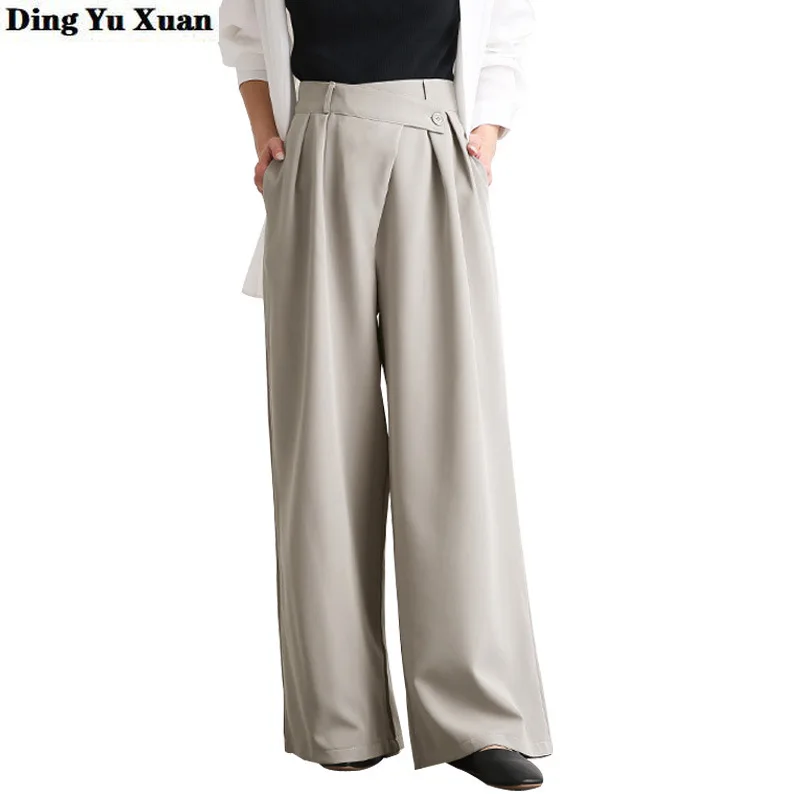 

Woman Palazzo Pants Loose Fit Trousers Black Brown Green Grey Female High Waist Fashion Wide Leg Office Casual Korean Long Pants