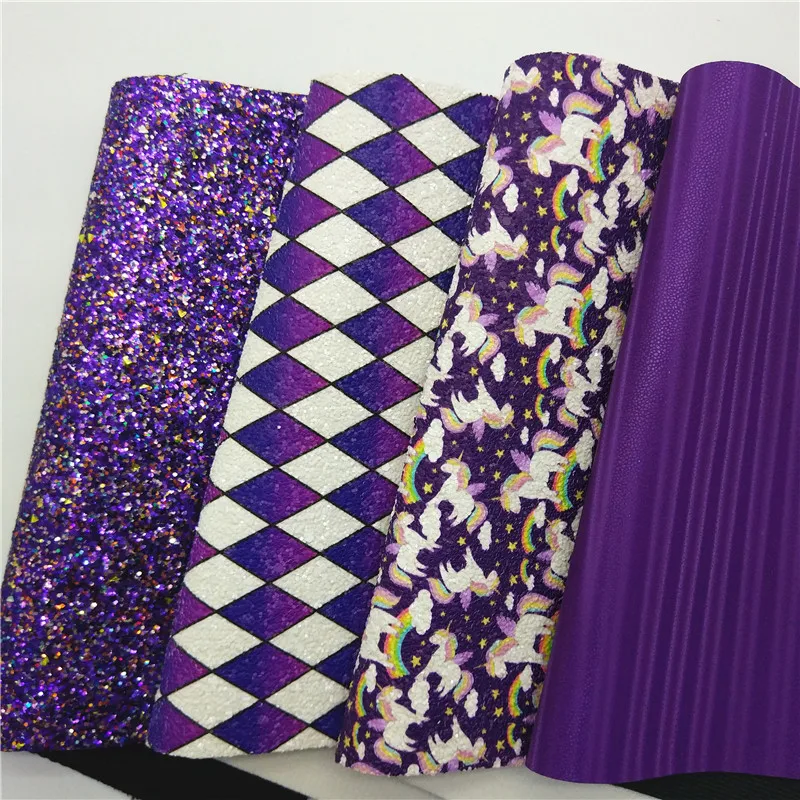 Фиолетовые блестящие кожаные единороги со стразами искусственная кожа фетровая