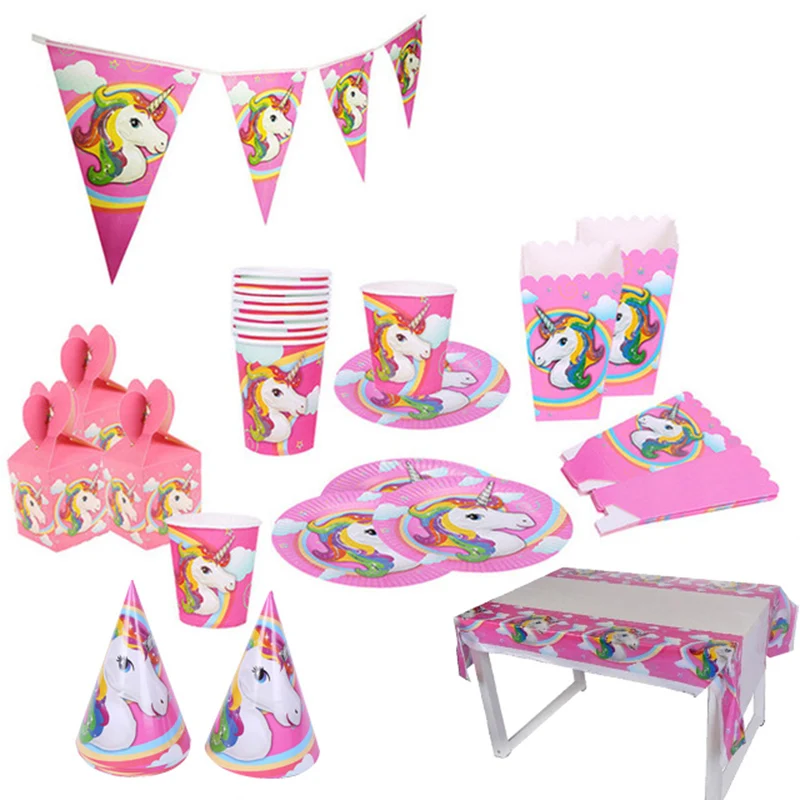 Мультяшная посуда в виде единорога тарелки салфетки коробка для конфет попкорна