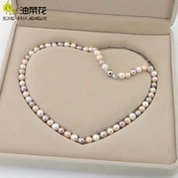 hot new beautiful fashion jewelry natural charming akoya 7 8mm multicolor pearl necklace making design woman gift wedding aaa