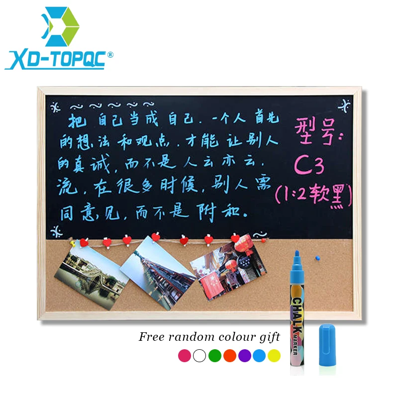 

30*40cm Chalkboard Cork Board Wooden Blackboard Combination Board 1:2 Wood Frame Message Drawing Bulletin Boards Free Shipping