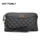 Женский кошелек из 100% натуральной кожи, модная сумка на молнии с пчелами, Длинный кошелек для монет, роскошный брендовый женский клатч, женские вместительные кошельки