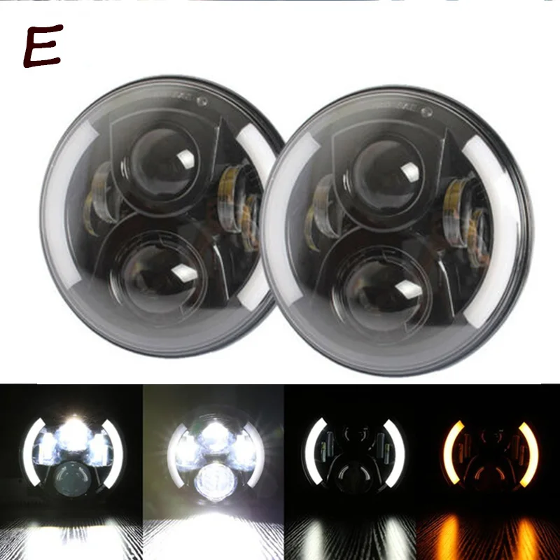 2 шт. 7 дюймовые светодиодные фары H4 Hi Lo с ангельскими глазками Halo для Lada 4x4 urban Niva Jeep