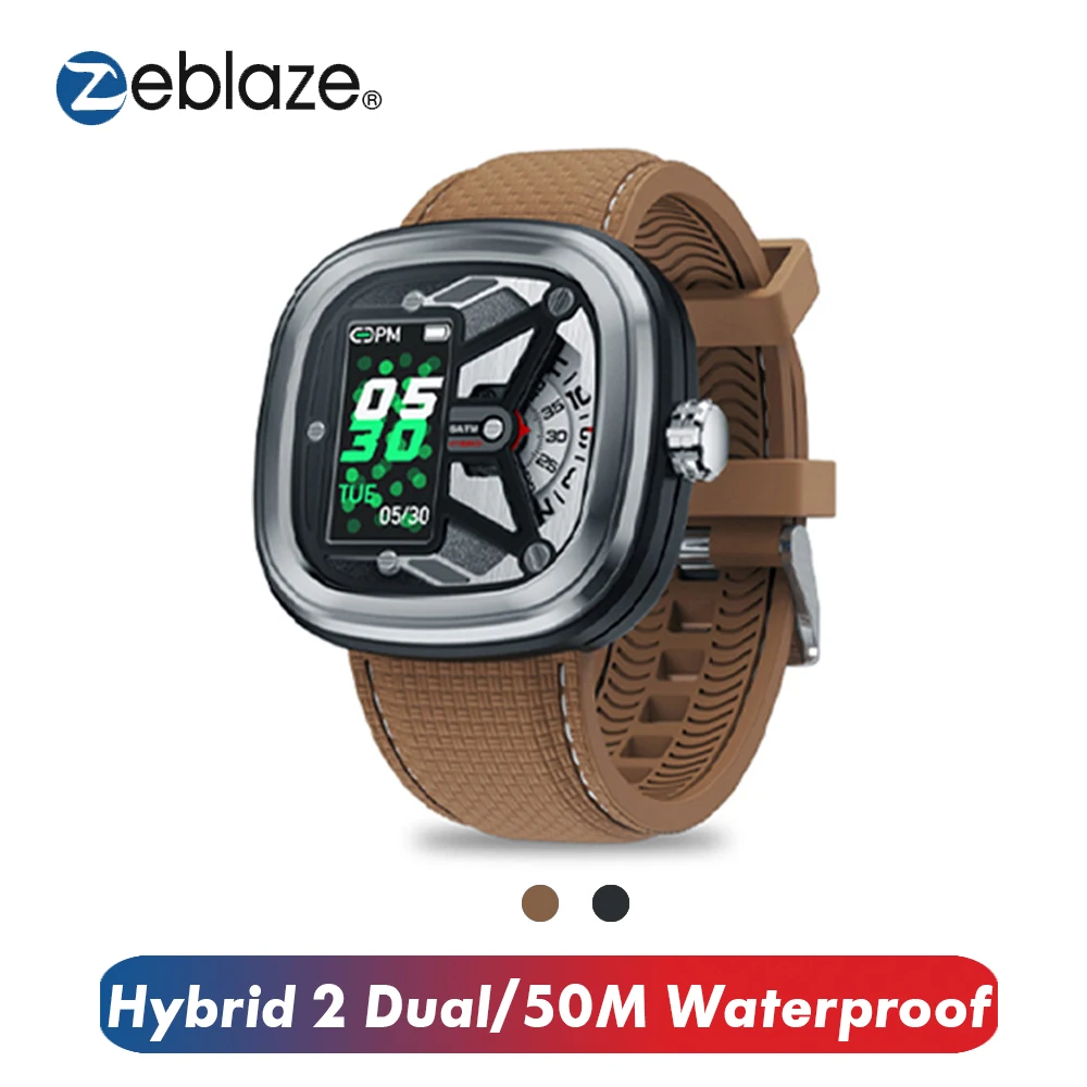 Смарт часы Zeblaze Hybrid 2 с пульсометром и тонометром водонепроницаемые до 50