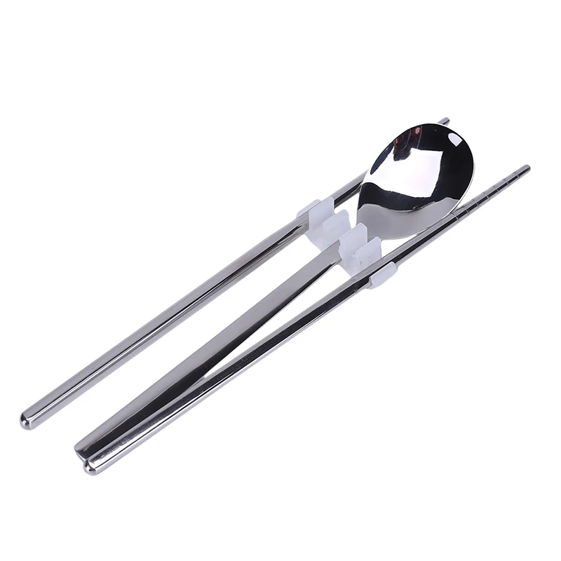 

Stainless Steel Portable Tableware Three-Piece Student Chopsticks Spoon Set Reusable Travel Camping Tableware Set