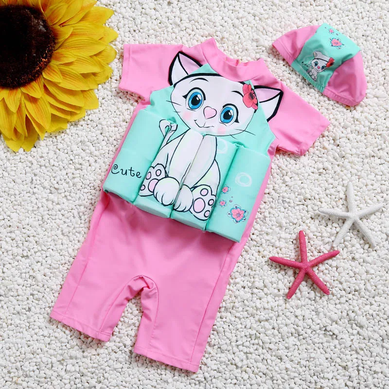 Kids life vest baby jacket boy girl child Sunscreen Cartoon Floating survive kid children water swimwear Bubble swimsuit | Спорт и
